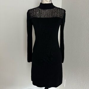 Yuka Black Knit Beaded Sweater Dress